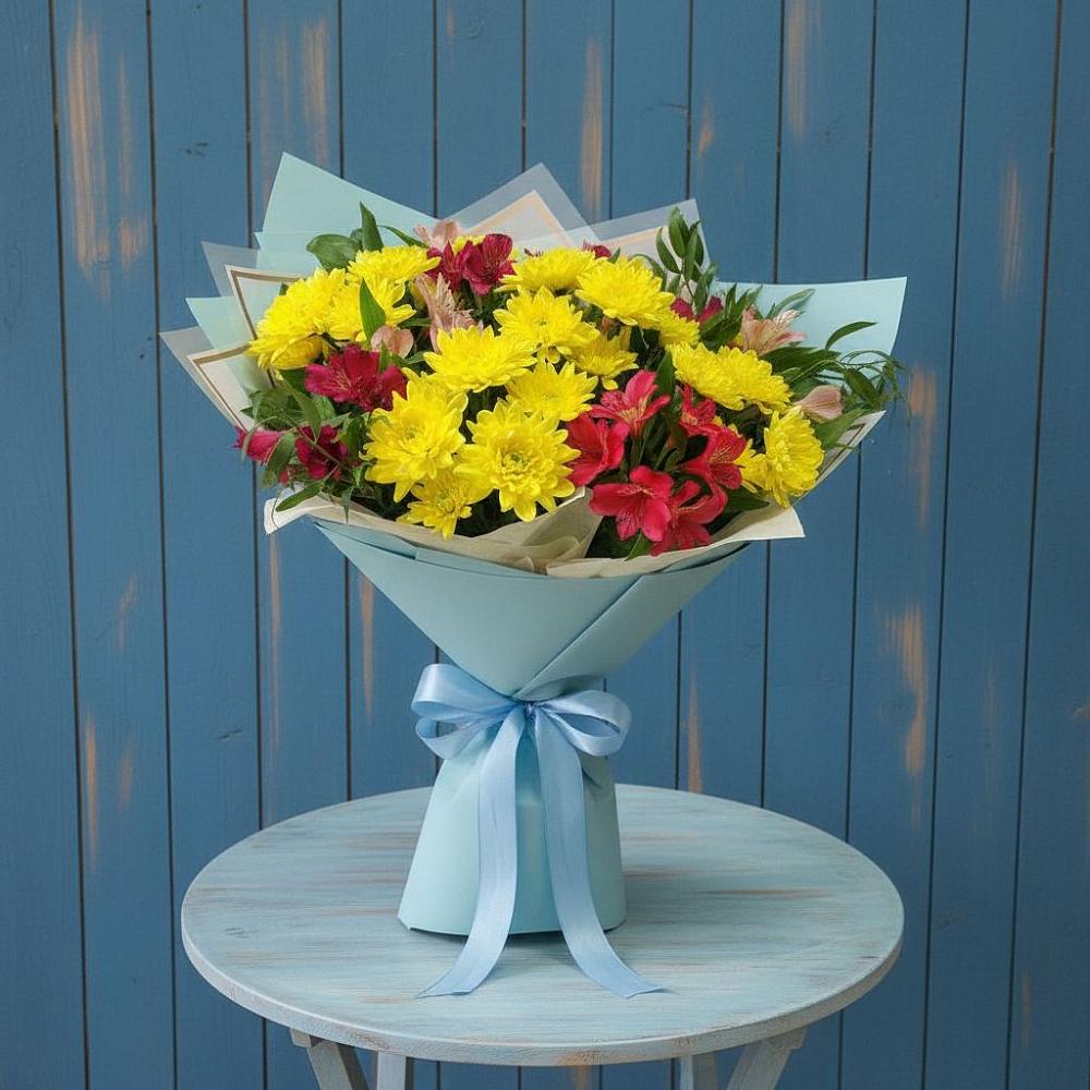 Букет цветов из: Альстромерии и Хризантемы в Утевка