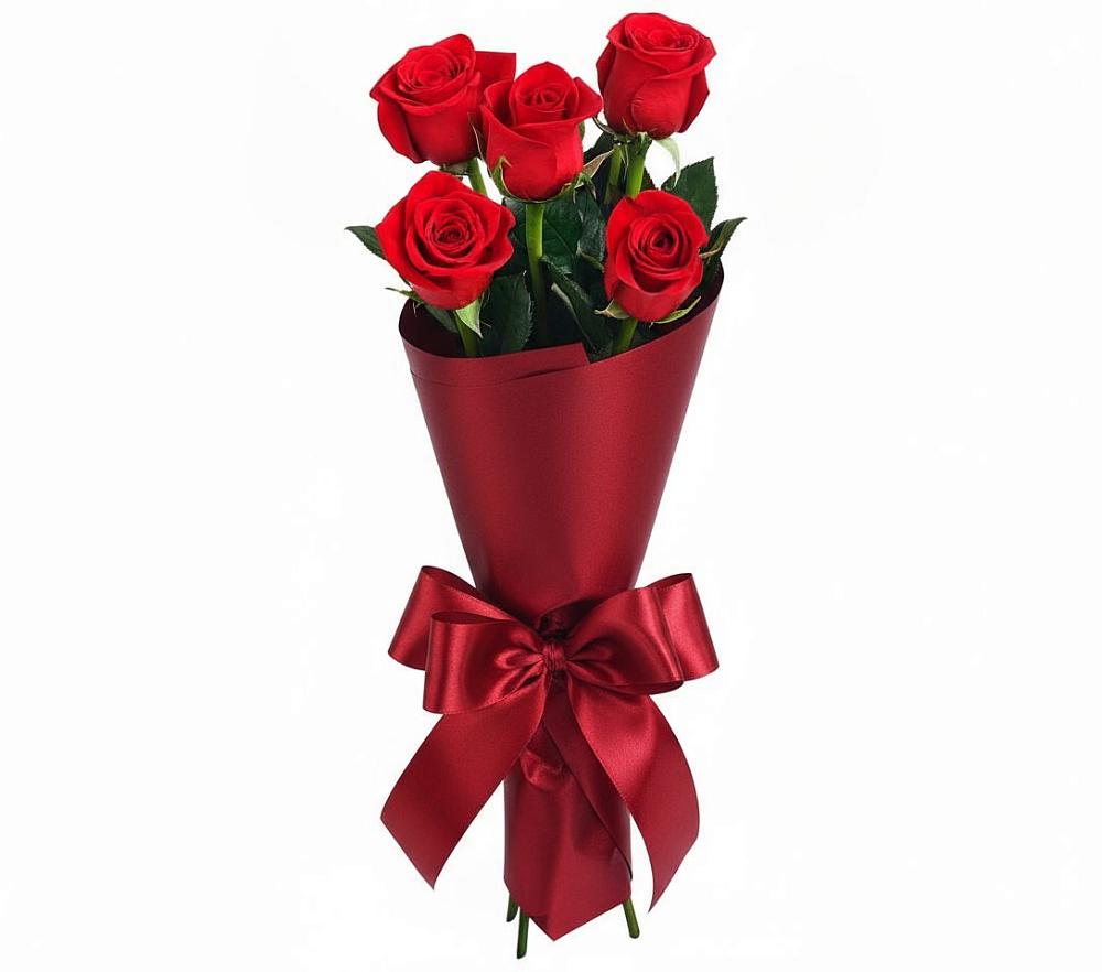 Букет 5 Красных роз Эдлесс Лав в Утевка
