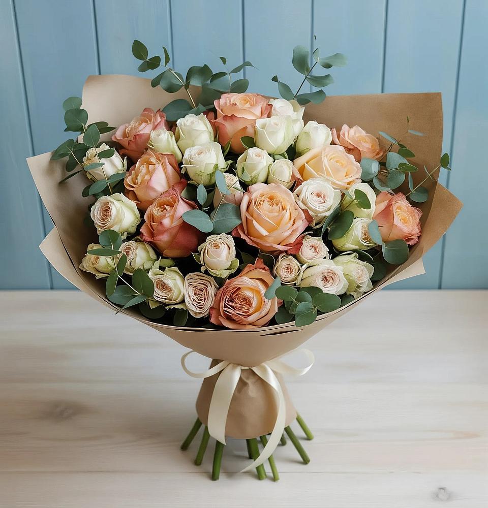 Букет цветов из: Альстромерии и Розы в Утевка