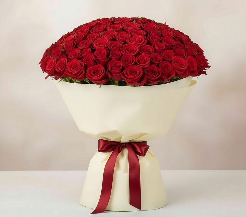 Букет 101 Красная роза Милано в Утевка