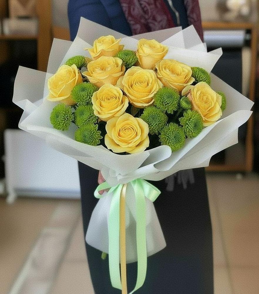 Букет цветов из: Хризантемы и Розы в Утевка