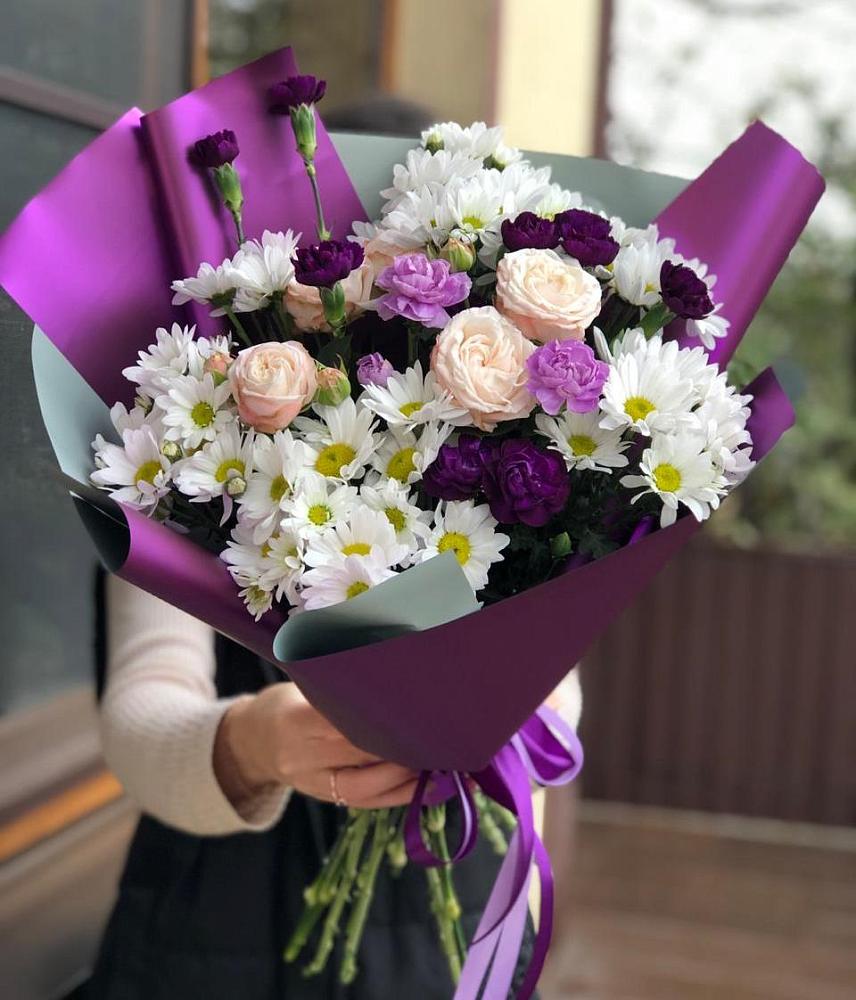 Букет цветов из: Хризантемы, Гвоздики и Розы в Утевка