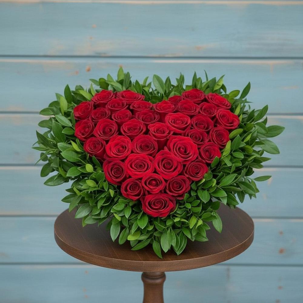 Цветочная композиция из Розы в виде сердца в Утевка