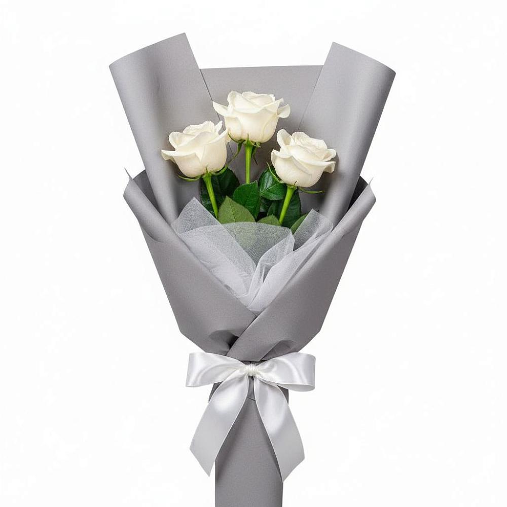 Букет 3 белые розы в Утевка