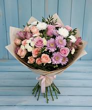 Букет цветов из:  Хризантемы, Розы и Альстромерии в Утевка