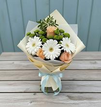 Букет цветов из:  Герберы, Розы и Хризантемы в Утевка