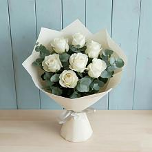 Букет Белые розы в Эвкалипте #REPLACE_PRED# Утевка