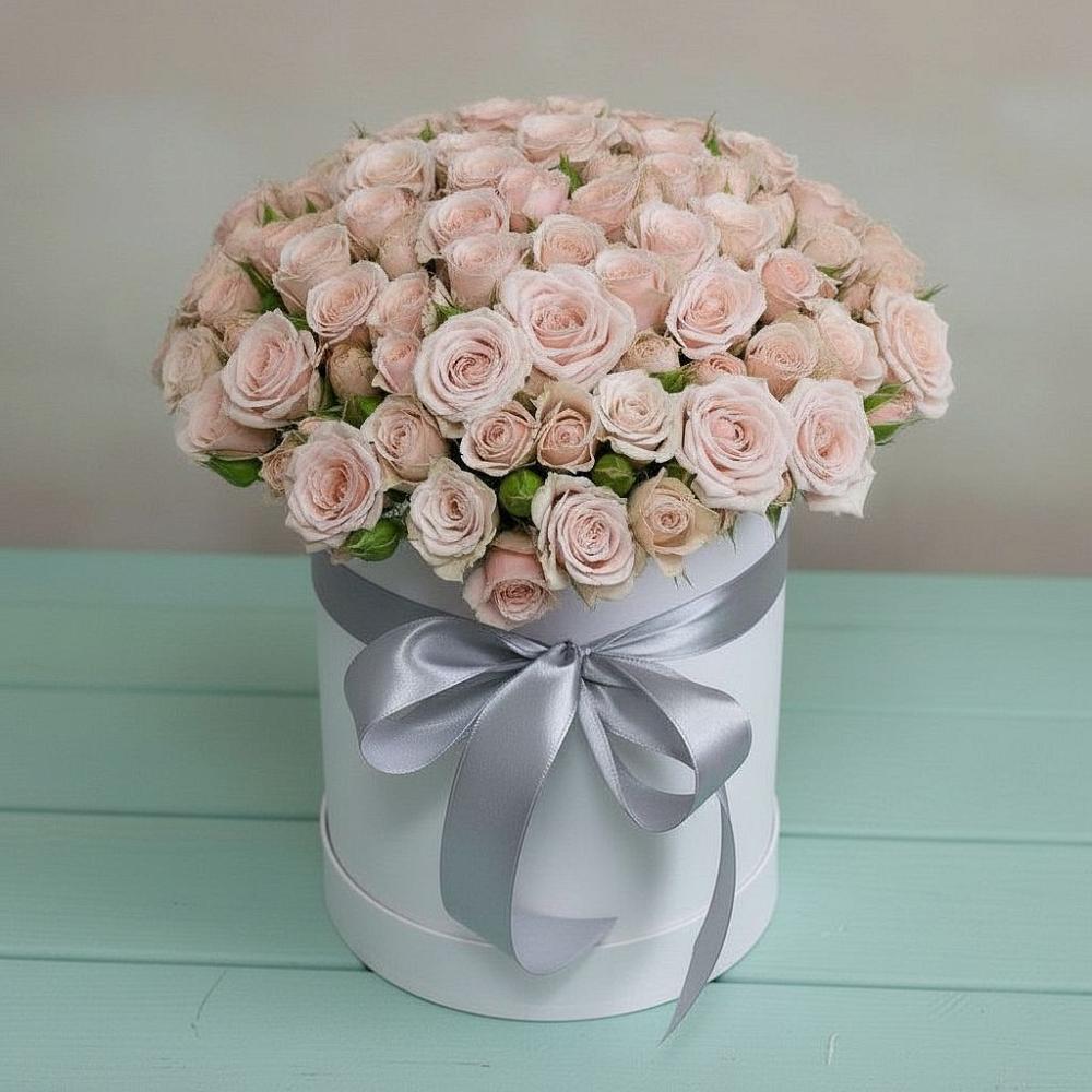 Цветочная композиция из Розы в шляпной коробке в Утевка