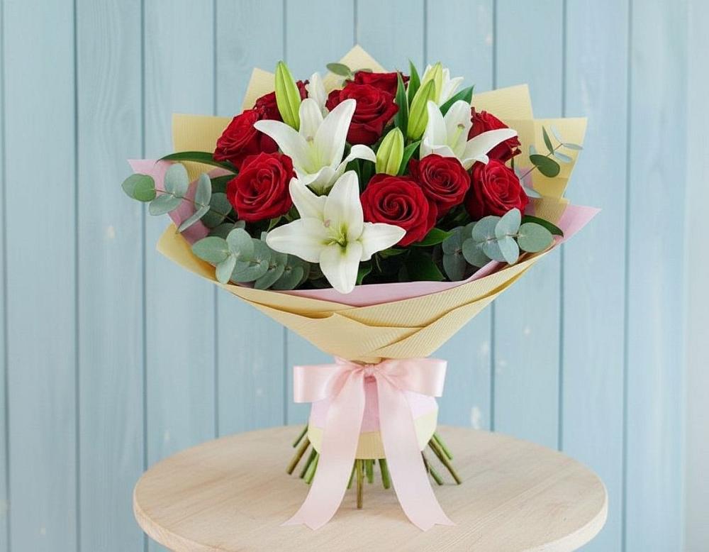 Букет цветов из: Лилии и Розы в Утевка